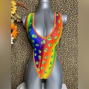 🦋B2G1🦋MIDNIGHT BALLERINA Rainbow Alien Orange Lycra Romper Teddy Dance Wear